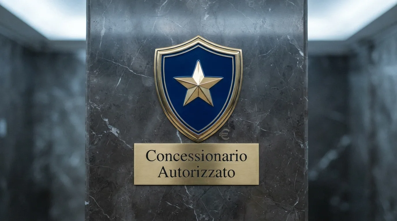 Il logo ufficiale dell'ADM (Agenzia delle Dogane e dei Monopoli) affiancato alla scritta «Concessionario Autorizzato», con lo sfondo del sito istituzionale