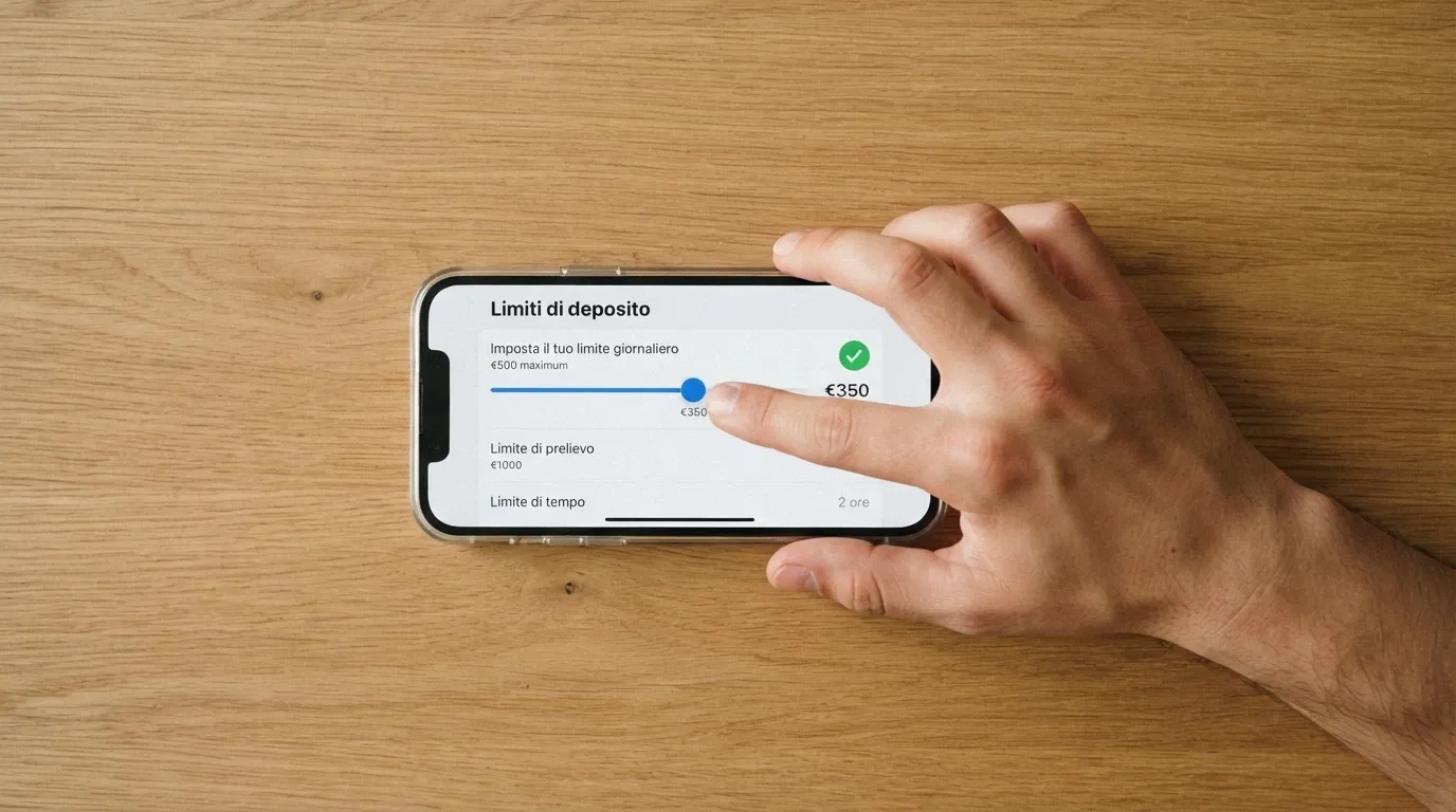 Schermata di impostazione dei limiti di deposito giornalieri su un’app casinò per iPhone
