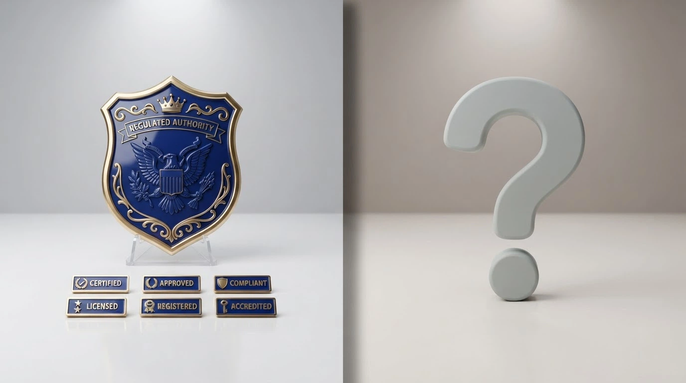 Due colonne affiancate: a sinistra il logo ufficiale ADM con i marchi dei casinò concessionari, a destra un punto interrogativo su sfondo grigio