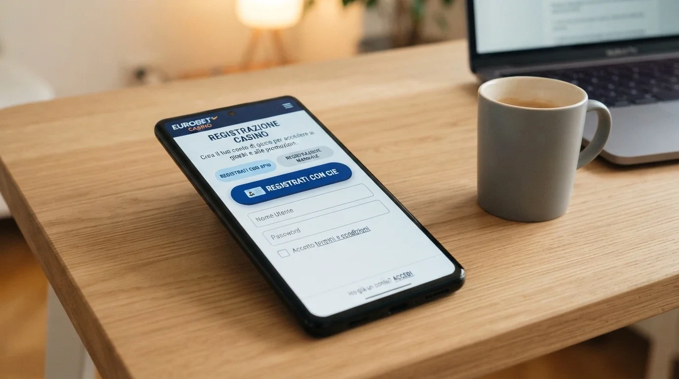 La schermata di registrazione di un casinò online con il pulsante «Registrati con CIE» in evidenza