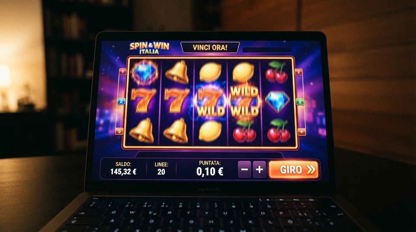 Una slot machine online con il selettore di puntata impostato su 0,10€, visibile nell'interfaccia di gioco di un casinò ADM